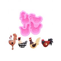 Rooster Hen DIY Resin Jewellery Accessories Drip Mould Handmade Chocolate Cake Dessert Decoration Silicone Moulds