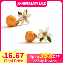 Juicy Grape Orange Drop Earrings Sweet Fruit Earring for Women Handmade Flower Earring 925 Sterling Silver Needle Christmas Gift