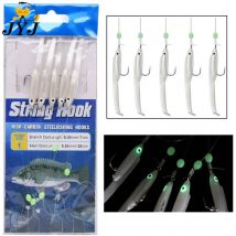 1 Pack Luminous Bait Rigs Fishing Flasher Lures Eel Fishing Bait Rig Fish Skin Glow Bead Fishing Rigs with High Carbon Hook