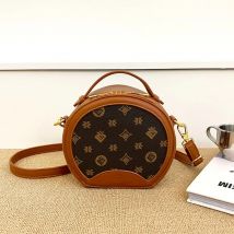 Europäische und amerikanische Vintage kleine runde Tasche klassische Mode Umhängetasche Damen vielseitige PU-Leder Umhängetasche