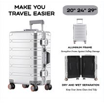 2024 Nuovi set di valigie durevoli di grande capacità Valigia in alluminio Donna Ragazza Bagagli da viaggio 20/24/29