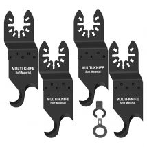 4Pcs Oscillating Multi Tool Hook Knife Blade Set High Carbon Steel Universal Oscillating Saw Hook Blade with 2 Adapter Cutting