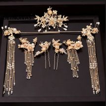 Vintage Wedding Hairpin Hair Stick Sets Ancient Hanfu Hair Sticks Tassel Hairpin Bridal Headdress Chinese Wedding Hair Jewelry