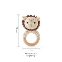 Baby Ratter Spielzeug Holz Beißring Häkeln Beißring Tiere BPA FREI Rassel Spielzeug Neugeborenen Amigurumi Baby Rasseln Geschenke Für Neugeborene 1 Stück