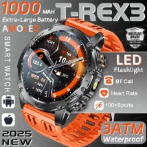 2025 Outdoor Nowy Smartwatch Męski T-Rex 3 Klasy Wojskowej z Baterią 1000mAh, Wodoodporny IP69K, GPS, Połączenia Bluetooth, 100+ Sportów