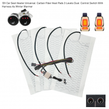 Riscaldatore per seggiolino auto 12V integrato Cuscinetti termici universali in fibra di carbonio Interruttore di controllo doppio rotondo a 3 livelli con cablaggio come scaldino invernale