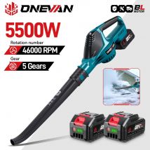 ONEVAN Soffiatore Elettrico Senza Spazzole da 5500W, Soffiatore a Batteria per Foglie, Polvere e Neve, Strumento ad Alta Potenza Compatibile con Batteria Makita 18V