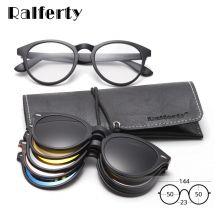 Ralferty 5-in-1-Magnet-Sonnenbrille für Damen, polarisiert, zum Anklipsen, für Herren, runde verschreibungspflichtige optische Rahmen, gelbe Waffen gozlugu A2205