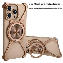 Einfache Metall-Handyhülle für iPhone 15 16 Pro Max Magsafe, keine Grenzen, mit magnetischem, kabellosem, drehbarem Ständer