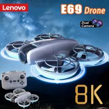 Dron Lenovo E69 HD z podwójną kamerą 8K, optycznym pozycjonowaniem, sterowaniem przez ekran, bezszczotkowy silnik, fotografia lotnicza, zdalnie sterowany.
