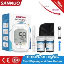 SANNUO Misuratore di glicemia Safe AQ pro I Strisce di glucometro Monitor di zucchero nel sangue Tester medico per il diabete (kit o solo strisce)