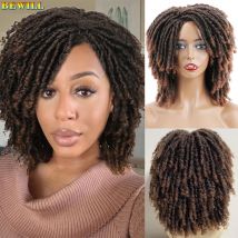 Dreadlock-Perücke, kurze, lockige, geflochtene Twist-Dreadlock-Perücken mit Clips in synthetischen Faux Locs, geflochtene Perücken, Vollhaar-Ersatzperücken