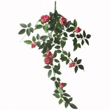 SunMade Tiny Rose Bud Vine Silk Artificales Flowers Home Hotel Decoration Wedding Flower White Rose Rattan Wall Hanging Decor