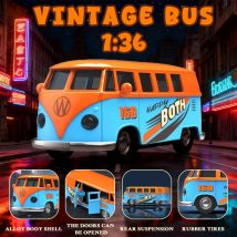 1:36 Simulation Bus Transporter Gulf Blue Alloy Diecast Model for Volkswagen T1 Samba Toy for kids Collecting Gifts