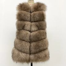 Women Faux Fox Fur Vest Coats Solid Mid Length Fur Jackets V Neck Sleeveless Thick Warm Fur Casual Loose Fit 2025 Autumn Winter