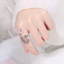 Buyee Damenring aus 925er-Sterlingsilber, elegant, Pfauentier, offener Ring für Damen, modisch, ethnisch, großer feiner Schmuck, Kreis