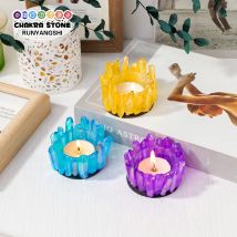 1PC Natürliche Kristall Überzug Farbe Einzigen Kristall Kerzenhalter Haushalt Küche Liefert Weihrauch Stein Weihnachten Geschenk