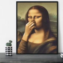 Obraz na ścianę do łazienki Mona Lisa zakrywająca nos, plakat w stylu vintage, zabawny obraz na płótnie do toalety, dekoracja ścienna do domu.
