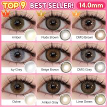 Magister 14.0mm Queen Amber/Ochre Color Contact Lenses Suitable For Daily Wear Cosmetics Lens Iris Imitation Brown Lens 6 Months
