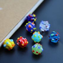 10 Stück 12 13 mm handgefertigte Lampwork-Glasperlen in Kürbisform, mehrfarbig, mit äußeren Punkten, modisch für Schmuck, Armband, Halskette, Maki