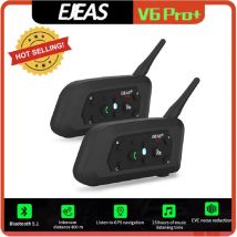 EJEAS-auriculares para motocicleta V6 PRO, Bluetooth + interfono BT de 800M, interfono para casco resistente al agua IP65, comunicador de 2 conductores al mismo tiempo