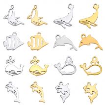 My Shape 5 pcs Ciondoli per pesci delfino balena squalo pesce tropicale ciondoli in acciaio inossidabile per bracciali collana creazione di gioielli fai da te