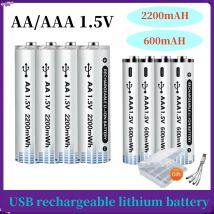 AA AAA 1,5 V wiederaufladbarer Lithium-Akku mit echter 2200 mWh 600 mWh hoher Kapazität, USB-C, direkte Schnellladung für Mikrofon-Spielzeug-Taschenlampe