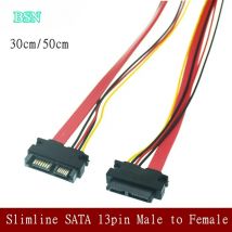 Whole Sale Slimline SATA 13pin Male To SATA 13pin 7pin + 6 Pin Female Extension Cable For SATA Slim DVD RW Drive Laptops