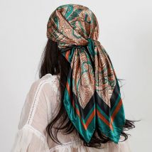 Luxury Brand Square Silk Scarf Women Shawl 90*90cm Cashew Print Kerchief Femme HeadScarf Foulard Satin Bandana Hijab Scarves