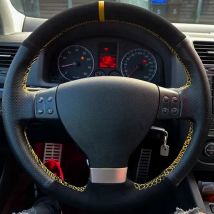 Anpassung Handnähen Wildleder rutschfeste Auto-Lenkradabdeckung für Volkswagen Golf 5 Mk5 Passat B6 Tiguan 2007–2011