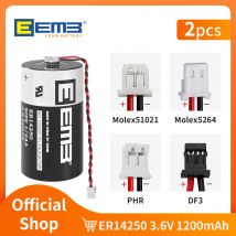 2 SZT. Baterii ER14250 z wtyczką i przewodem 3.6V 1/2AA Bateria litowa Nierecyklowalna Marka EEMB, wysyłka prosto z fabryki