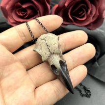 3D Rabe Totenkopf Halskette Harz Replik Rabe Elster Krähe Poe Gothic Geschenk, Halloween Rabe Totenkopf Halskette, Goth Vogel Totenkopf Schmuck