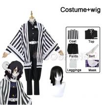 Anime Demon Slayer Kimetsu No Yaiba Iguro Obanai Haori Kimono Cosplay Costume Wig Snake Props White Halloween Costume
