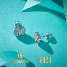 Kissen-Ohrringe, Gra-Zertifikat, voller Moissiante-Ohrstecker für Damen, 925er Silber, originelle Ohrringe für Freundin, Geschenk