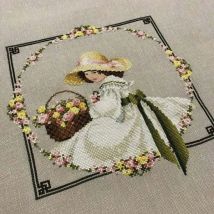 Kreuzstichset 14CT Leinwand Kreuzstich Stickset Handwerk -15-TG40 Rose Girl 35-45 Kreuzstichset