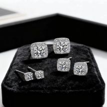 Nuovi orecchini in argento sterling 925 con zirconi quadrati, orecchini da donna con fascino di personalità, regalo di compleanno per gli amici, gioielli squisiti