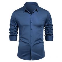 2025 Camisa de alta calidad para hombre, Color sólido, moda de negocios, ocio, vestido Social, camisa de baile, vestido Formal para hombre, camisa adelgazante