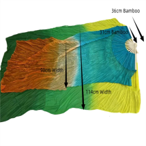 Großer Bauchtanz-Seidenschleier, 36 cm, Bambusripp, 114 cm Breite, für Damen, Bauchtanz, Wettbewerb, Fan-Requisiten, Kostümzubehör, professionell