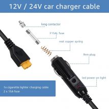 JMUYTOP 78 Zoll/2M/6,5 Fuß XT60 Buchse auf Zigarettenanzünderkabel 12V/24V AutoladegerätFür EcoFlow Delta2 MAX River3 Kraftwerk