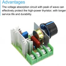 Regolatore di tensione 2000 Watt AC 50 - 220 Volt Dimmer SCR Regolatore di potenza Regolatore di velocità del motore Regolatori per la casa 2000 W