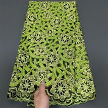 Hohe Qualität 2025 Afrikanische Nigerian Guipure-Stickerei Organza Tüll Spitze Stoff Party Kleid Kleid Pailletten Hochzeit 5 Yard PS0073