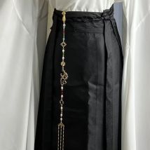 2026 Chinesischer Stil Pferdegesicht-Rock mit langem Zubehör, antikem Druckkragen, Quaste, Hanfu-Kettenanhänger, vielseitiges Hanfu-Accessoire