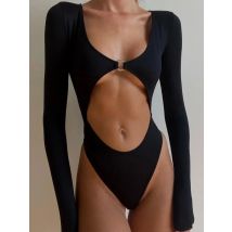 Metall Ausschnitt Body Chic Frau Body Sexy Langarm Top Körper Weibliche Rave Outfits Top Slim Fit Sexy Libertine Outfit