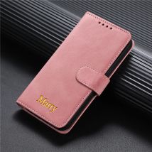Personalized Leather Flip Case For iPhone 11 12 13 14 15 16 Pro Max Customized Initials Letters Name Luxury Buckle Wallet Cover