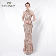 Prom Lange Elegante Kleider Neckholder Pailletten Meerjungfrau Abendkleid Vestidos De Fiesta