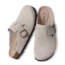 Asgard Donna Uomo Zoccoli in pelle scamosciata Pantofole Moda Sandali con poggiapiedi in sughero unisex Scarpe da esterno antiscivolo con supporto per l'arco plantare