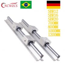2X SBR12/16/20 Albero guida lineare 700-1200mm + 4X SBR12UU SBR16UU SBR20UU Carrello quadrato Cuscinetto lineare Blocco di scorrimento per macchina