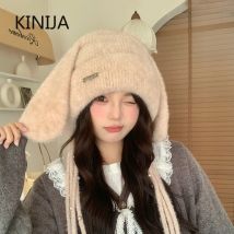 Wintermütze, verdickte Ski-Beanie-Mütze für Damen, Sturmhaube, würziger Mädchen-Stil, Kaninchen-Freundin-Mütze, im Freien, warmer Schutz, Zubehör