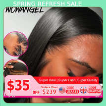 WowAngel 250% Aggiornato 13x6 HD Veletta Frontale Parrucche Glueless Dritto Parrucche Dei Capelli Umani Pre Pizzicate Cuoio Capelluto Naturale Capelli Brasiliani