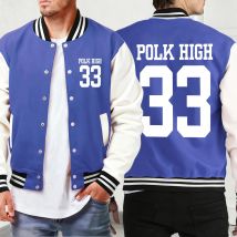 Polk High Number 33 Print Casual Autumn Clothes Mens Oversized Soft Jackets Basics Sport Veste Button Vintage Baseball Jersey